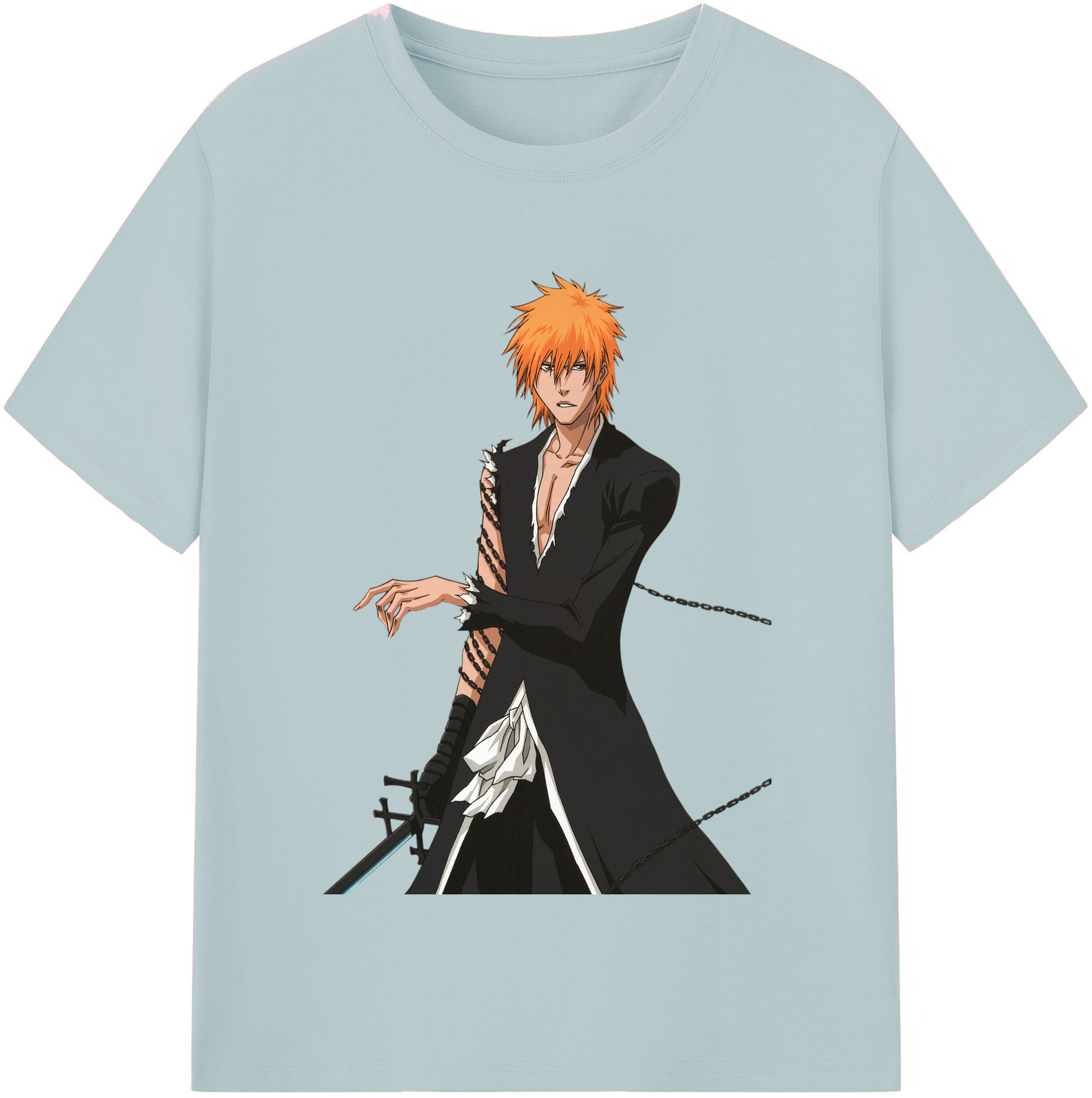 （画像用） ブリーチ 黒崎一護（くろさき いちご）BLEACH Kurosaki Ichigo 綿100％半袖Tシャツ（フロントプリント）